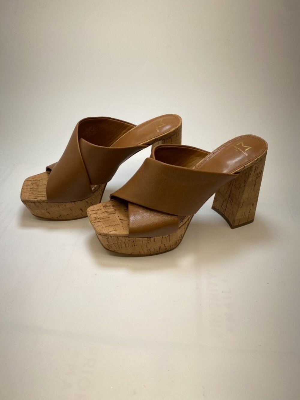 Marc Fisher LTD Womens Farlow Brown Cork High Heel Sandal Sz 8.5